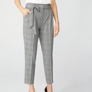 RW&Co. Stretch Black and Grey Plaid Paperbag Pant